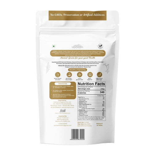 Ecomytra 100% (24g) 1lb (454 Sprouted Super Legumes Mix Flour Gluten Free & High Protein Plant Based Blend of Sprouted