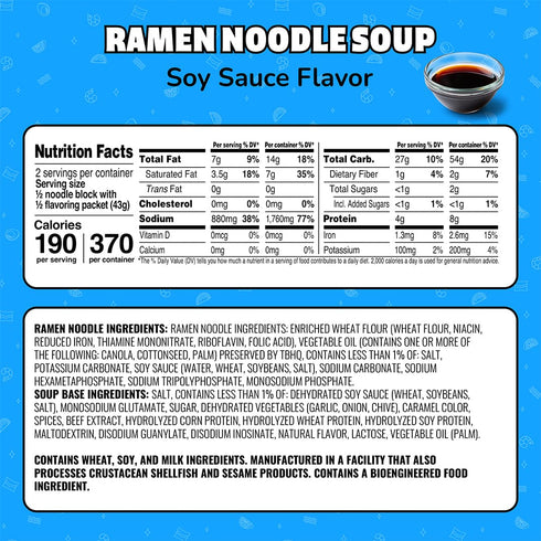 3 Oz, 24 Count Maruchan Ramen Soy Sauce, Instant Ramen Noodles, Ready to Eat Meals