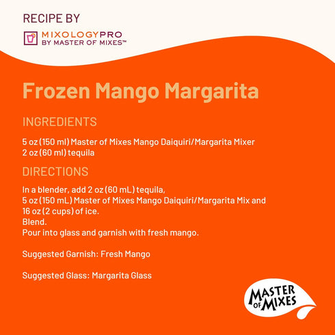 1.75 (59.2 Oz), Pack 3 Master of Mixes Mango Daiquiri / Margarita Drink Mix, Ready to Use, Liter Bottle Fl
