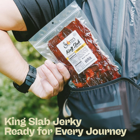 Scotty's Country 16 oz Hand-Trimmed Scottys Smokehouse King Slab - Teriyaki, Beef Jerky, Large Bulk Beef Jerky Bag