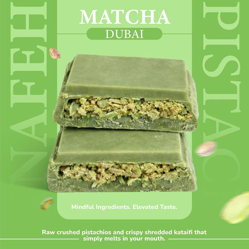 (3.5oz/100g) Rawmantic Matcha Dubai Chocolate Knafeh Pistachio Plant-Based, Vegan, Matcha Infused Chocolate, Crunchy