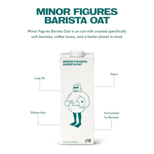 32 Oz 6 Pack Minor Figures - Oat Milk - Barista Standard - - - Non-GMO - Plant-Based - Vegan - Dairy Free - Shelf