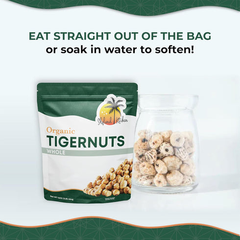 Skyland Kitchen 4 16oz (Pack 4) Organic Whole Tigernuts, Nut-Free, Raw Snack, Gluten-Free, Vegan, Paleo Friendly, High