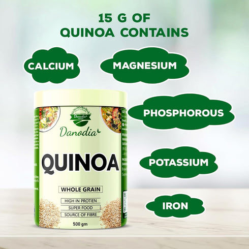 500g (1.1lb, 17oz) Danodia Foods Hulled Quinoa Grains, | Gluten Free, Non GMO Supergrain | Nutrient Rich Alternative