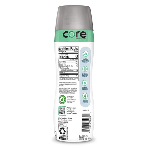 23.9 Oz (Pack 12) CORE Hydration+ Calm, Cucumber Essence Nutrient Enhanced Water with L-Theanine, Fl Bottle