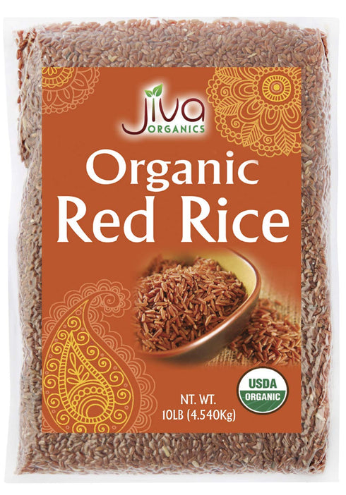 Jiva Organics Organic Red Rice 10 Pounds Bulk Bag from India -