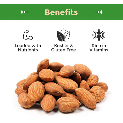 2Lb Sincerely Nuts Roasted Whole Unsalted Almonds No Shell - Bag - Incredibly Tasty - Sealed for Freshness - Healthy