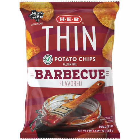 Generic HEB Thin Potato Chips - Barbecue 9 oz 2 Bags