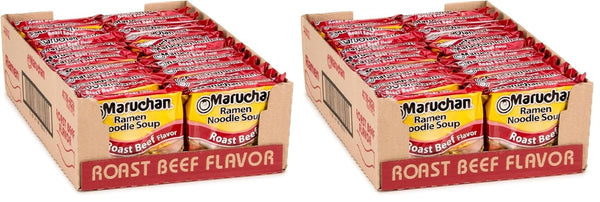 Maruchan Ramen Roast Beef,Instant Ramen Noodles,Ready to Eat Meals,3 Oz,(Pack of 48)
