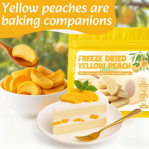 Nahasahr 7.06oz 100% Smoothies(200g) Freeze Dried Yellow Peach Slices- Nature Dehydrated Peaches Chips with Sugar
