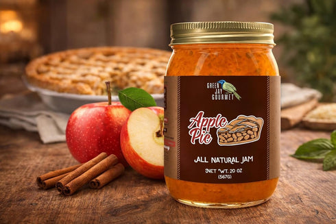 20 Green Jay Gourmet Apple Pie Jam - All-Natural Fruit Jam with Apples, Cinnamon & Spices - Vegan, Gluten-free Jam