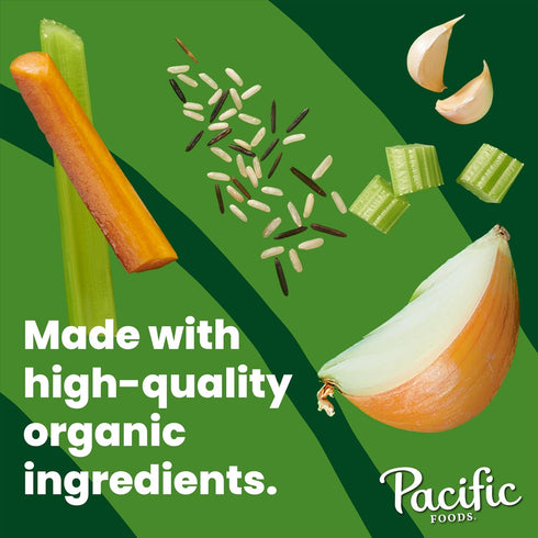 16.3 oz (Pack 12) Pacific Foods Organic Lightly Salted Chicken and Wild Rice Soup, Can