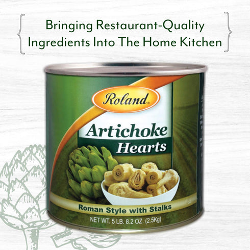 5 8.2 Pack 1 Roland Foods Roman Style Artichoke Hearts with Stalks, Specialty Imported Food, Pound Ounce Can