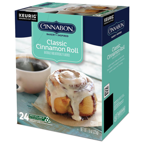 CINNABON 24 Count Classic Cinnamon Roll, Single-Serve Keurig K-Cup Pods, Flavored Coffee