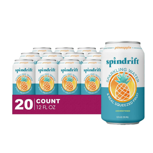 Spindrift 20- Pack of Pineapple Sparkling Water & Real Squeezed Fruit 12