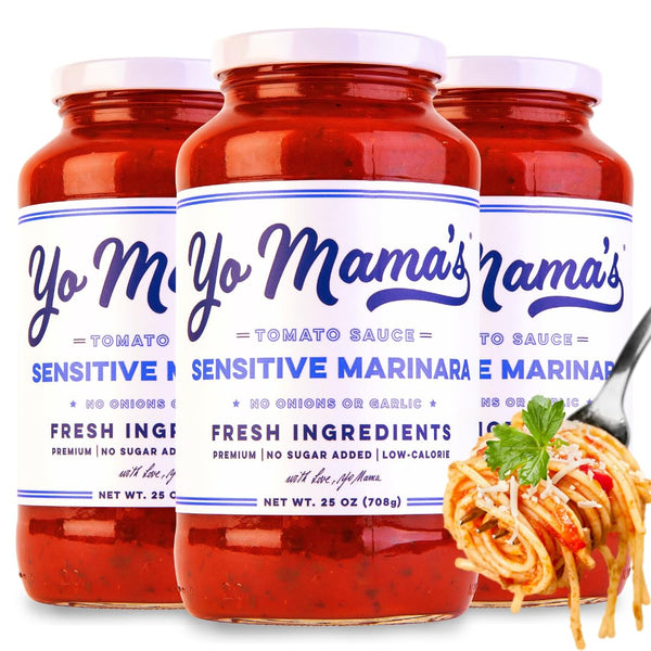Yo Mama's Foods Sensitive Marinara Pasta Sauce | (3) 25 Ounce Jars