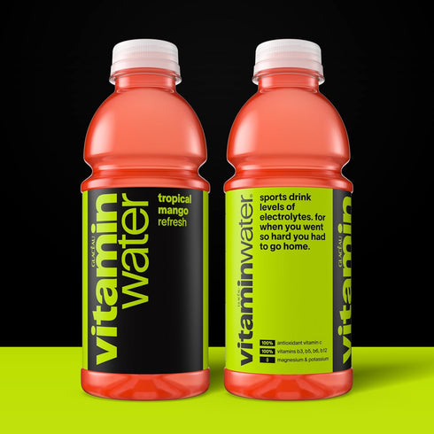 20 oz 12 Pack vitaminwater Refresh Tropical Mango Nutrient Enhanced Flavored Water Beverage, fl Bottles