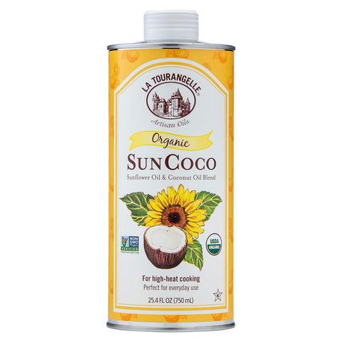 La Tourangelle Organic Sun Coco Oil, 25.4 fl oz, Unique Blend of High-Oleic Sunflower Oil and Refined Coconut Oil