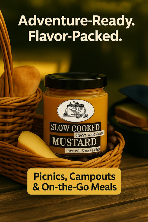 5 oz East Shore Sweet & Tangy Mustard Gourmet Dipping Mustard for Pretzels, Sandwiches & Glazes, Jar