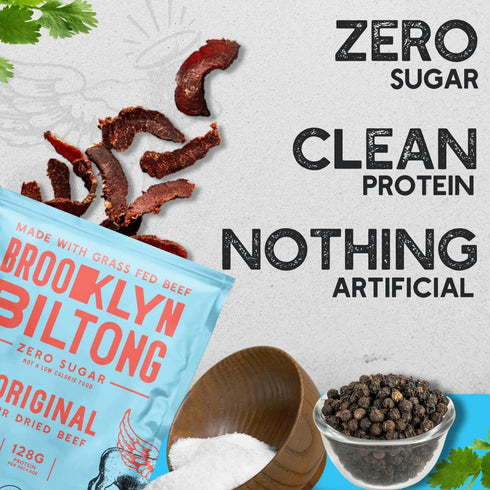 Brooklyn Biltong Air Dried Grass Fed Beef Snack, South African Beef Jerky (8 oz, Pack of 1) - Whole30 Approved