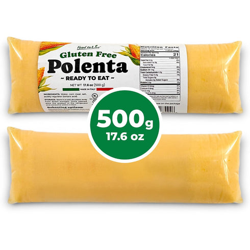 17.6oz (500g) (Pack 8) Food To Live Gluten-Free Polenta Ready To Eat, Traditional Italian Pre-cooked Yellow Cornmeal