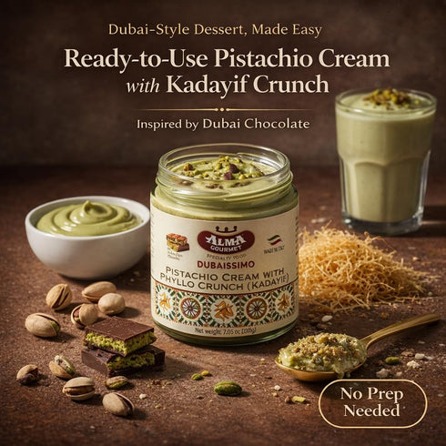 7.05oz (200g) Alma Gourmet Dubaissimo Pistachio Cream with Kadayif - Original Dubai Chocolate Filling, Pistachio Paste