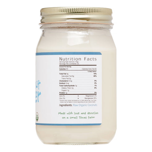 16 Jiva Organics RAW Organic Coconut Butter Ounce Jar - Creamy, Unsalted