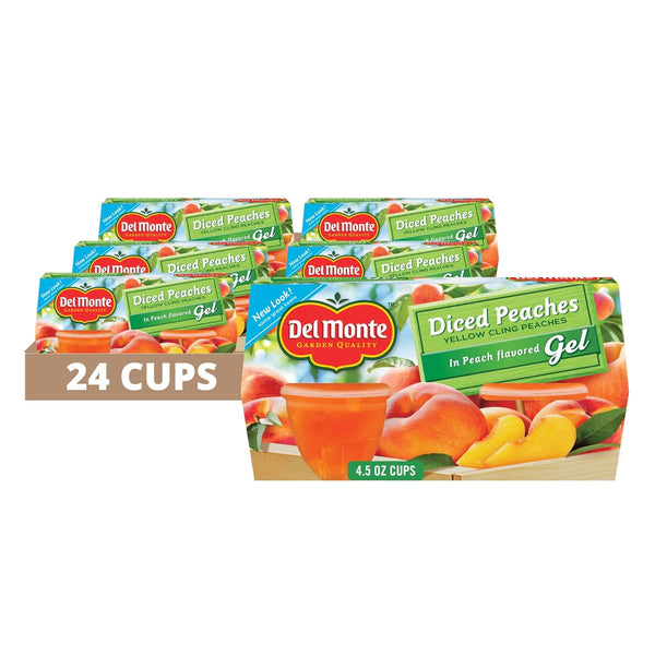 Del Monte Diced Peaches in Peach Flavored Gel Fruit Cups, 4.5 Ounce