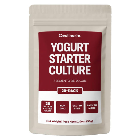 Coolinario Yogurt Starter Culture (20-Pack, 1.5g Sachets) Live Cultures for Homemade Yogurt