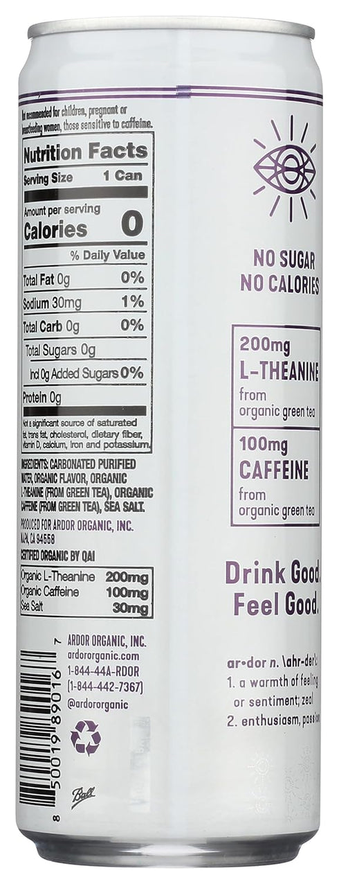 12 Oz Ardor, Water Sparkling Mountain Blackberry Oragnic, Fl
