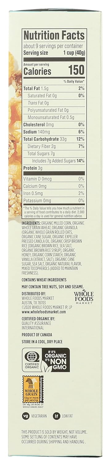 365 12 OZ by Whole Foods Market Organic Honey Flakes And Oat Clusters