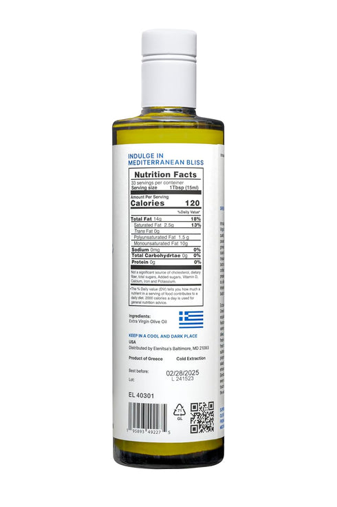ELENITSA'S GOURMET Elenitsa's Special Select Greek Gourmet Extra Virgin Olive Oil - Perfect for Sauteing, Grilling