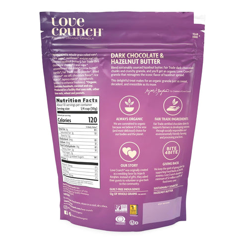 10.6 oz (Pack 6), Love Crunch Organic Dark Chocolate & Hazelnut Butter Granola, of Non-GMO, Fair Trade, by Nature's