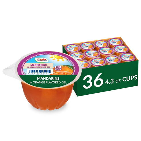 Dole Fruit Bowls Mandarins in Orange Flavored Gel Snacks, 4.3oz 36 Total