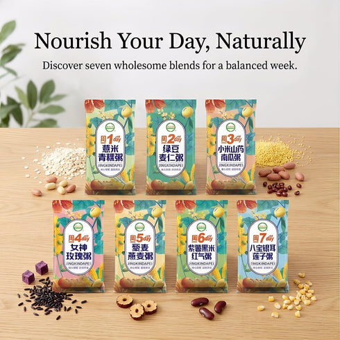 xapuo Pack 7 60g Multigrain Congee Variety Flavors, Each Instant Breakfast Porridge, Mixed Bean Grain Soup, Easy Cook