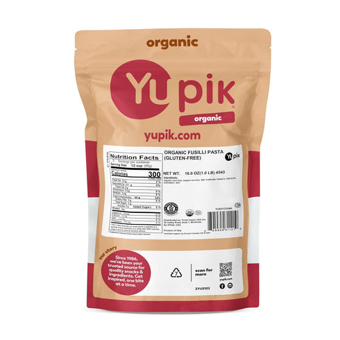 16 oz (1 lb), Yupik Organic Fusilli Pasta Gluten-Free, Egg-Free, Non-GMO, USDA Certified, Made with Organic Corn & Rice