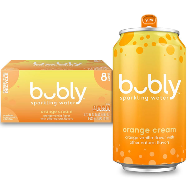 bubly Sparkling Water, Orange Creamsicle, Zero Sugar & Zero Calories, 12 Fl