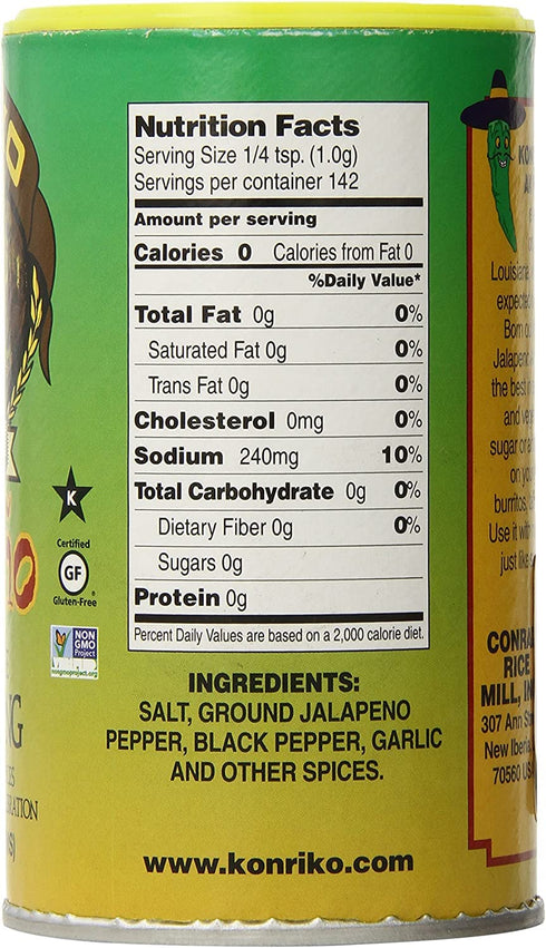 Konriko Jalapeno All Purpose Seasoning, 5 oz - Wheat Free, Gluten Free, No MSG
