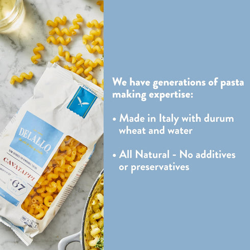 1 100% 4 Pack DeLallo Cavatappi Pasta, Pound Bag, Made with Only Durum Wheat Semolina Flour, Spiral Shape Noodles, Made