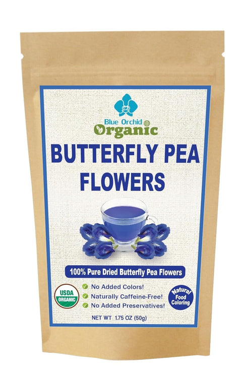 Organic Butterfly Pea Flowers - Herbal Loose Leaf Blue Tea, Natural Food Coloring, Caffeine Free 1.75OZ