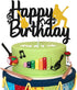 Music Cake Topper Happy Birthday Sign Musical Notes Player Cake Decorations for Musical Rock Theme Man Boy Girl