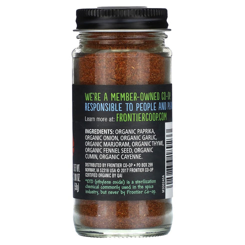Frontier Co-op Organic Cajun Seasoning, 2.08-Ounce Jar, Authentic Louisiana Flavor, Kosher, Non GMO