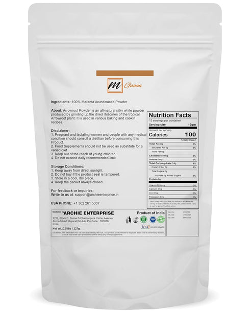 100% 227 0.5 lbs mGanna Natural Arrowroot Powder g / for Baking and Food Recipes (Maranta arundinacea)