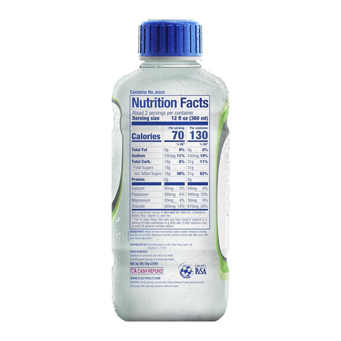 21 Oz (Pack 12) Electrolit, Electrolyte Beverage, Coconut, Fl bottle