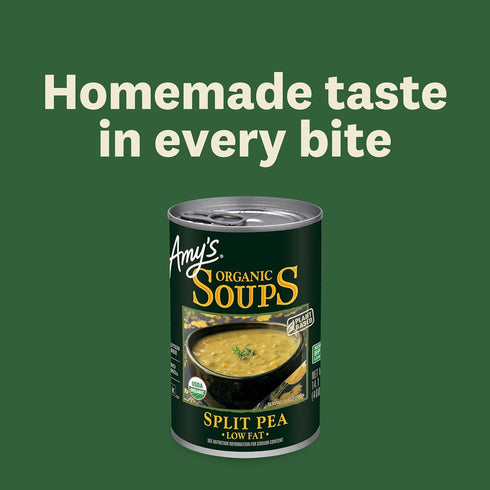 14.1 OZ (12 Pack) Amy's Soup, Vegan Split Pea Soup, Gluten Free, Made With Organic Split Peas and Vegetables, Canned