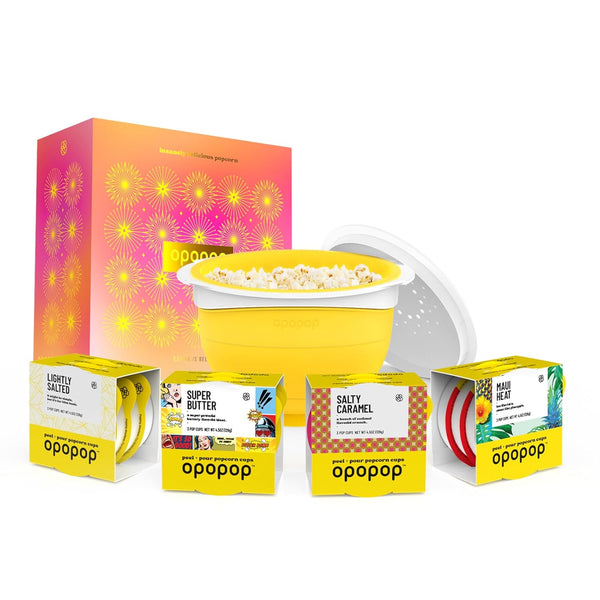 Opopop Gourmet Popcorn Gift Set - Variety 12-Pack Microwave Popcorn Kit, Collapsible