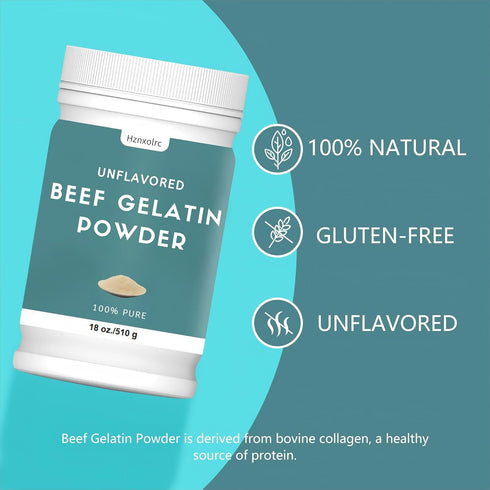 18 oz Beef Gelatin Powder Unflavored, Natural Thickener, Rich in Collagen, Used in Jellies, Puddings, Candies, Dairy