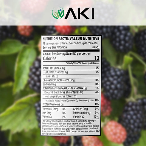 AKI BlackBerry Powder, Nutrient-Rich, Vitamin C, Sugar-Free, Vegan-Friendly for Baking, Flavoring, Smoothie, Yogurt,