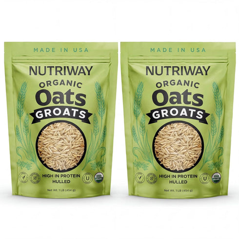 NUTRIWAY Organic Oat Groats - High-Protein Whole Grain Oats - Vegan, Non-GMO,