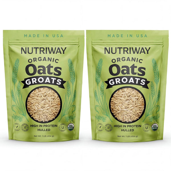 NUTRIWAY Organic Oat Groats - High-Protein Whole Grain Oats - Vegan, Non-GMO,